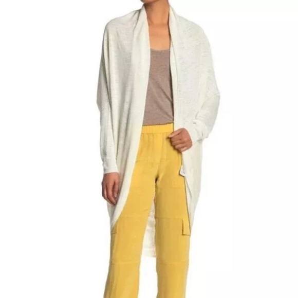 Theory Women's Knit Cardigan Sweater Small White Cocoon Longline Lagenlook - Picture 3 of 14